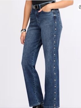 Judy Blue Jeans Women's 14W High Waist Straight Fit Dome Studs NWT